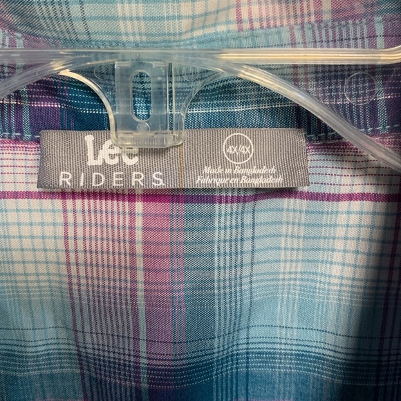 Lee Riders Short/Cap Sleeve Button up Blouse Western Style Plaid Size 4X - Picture 2 of 9